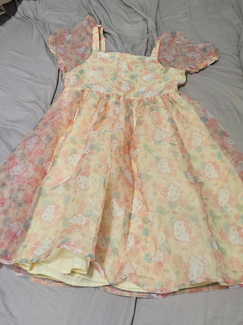 Hello Kitty Pastel Pink & Cream Floral Party Dress